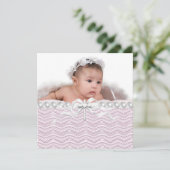 パールクロスガールズフォトピンクホワイト《キリスト教》洗礼式や命名式 招待状 (スタンド正面)