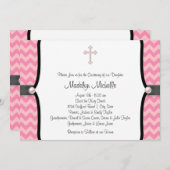 パールクロスピンクシェブロン《キリスト教》洗礼式や命名式 招待状 (正面/裏面)