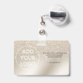 パールグリッターアイボリーグラデーションロゴ従業員の写真パス バッジ (裏面（伸縮クリップ）)