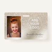 パールグリッターアイボリーグラデーションロゴ従業員の写真パス バッジ (正面)