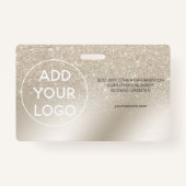 パールグリッターアイボリーグラデーションロゴ従業員の写真パス バッジ (裏面)
