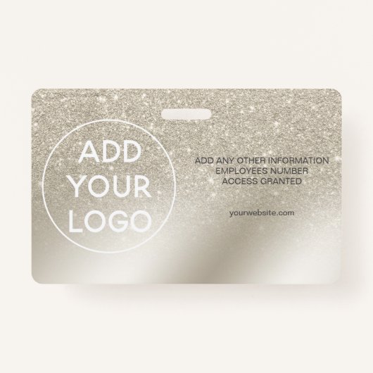 パールグリッターアイボリーグラデーションロゴ従業員の写真パス バッジ (裏面)