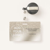 パールグリッターアイボリーグラデーションロゴ従業員の写真パス バッジ (裏面リトラクタブル付き)