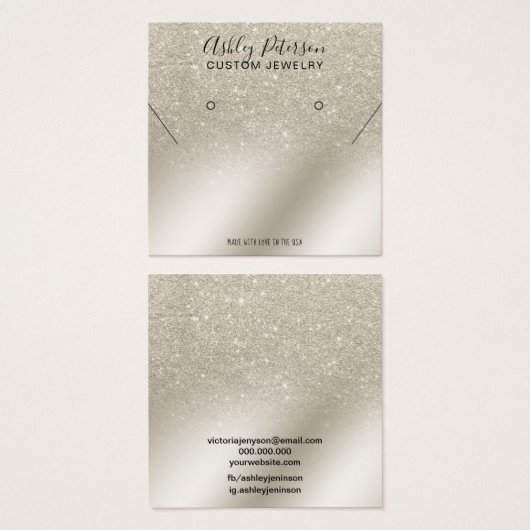 パールグリッターアイボリーネックレススタッドイヤリング表示 (正面&裏面)