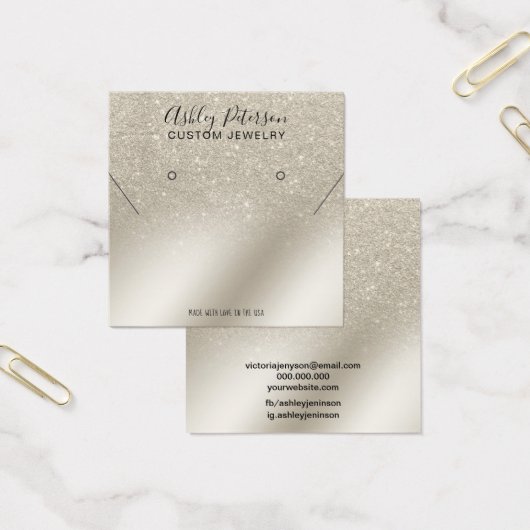 パールグリッターアイボリーネックレススタッドイヤリング表示 (オフィス)