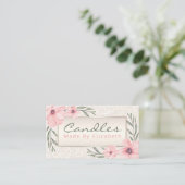 パールグリッターフローラ手製蝋燭大豆ろう液 名刺 (スタンド正面)