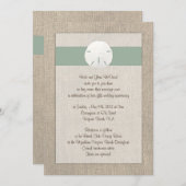 パールグリーンの浜辺の結婚式招待状 招待状 (正面/裏面)