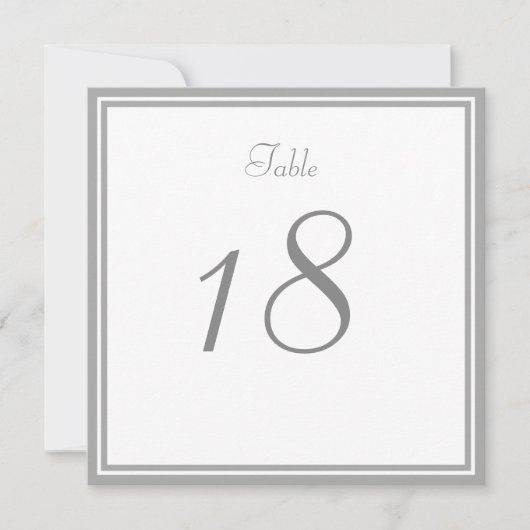パールグレイのウェディングテーブルナンバーカード 招待状 (正面)