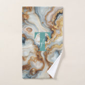 パールゴールデンガーリーボツワナアガテカスタムモノグラム バスタオルセット (ハンドタオル)