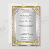 パールゴールドホワイトのキンセアニエラ用ティアラ付馬車 招待状 (裏面)