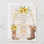 パールサンフラワーブーツ婚約パーティ招待状 招待状 (正面)