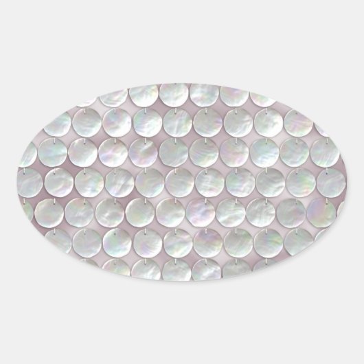 パールシークインのピンク色の母親 楕円形シール (正面)