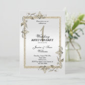 パールジェム＆グリッター＆プラチナ 1周年 結婚式  招待状 (スタンド正面)