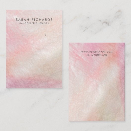 パールジュエリーイヤリングディスプレイのコーラルピンクのお母さん 名刺 (正面/裏面)