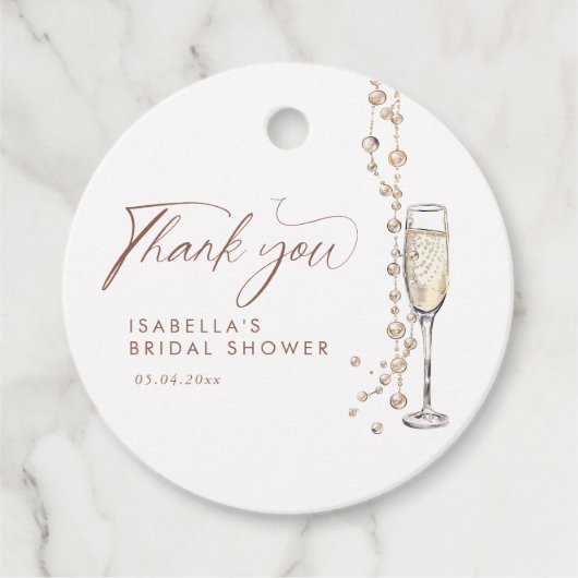 パールスアンドプロセッコブライダルシャワー フェイバータグ (正面)