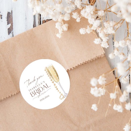 パールスアンドプロセッコブライダルシャワー ラウンドシール