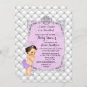 パールスダイアモンズブルネットプリンセスベビーラベンダー 招待状 (正面/裏面)