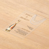 パールスプロセコエレガントブライダルシャワー澄ん アクリル招待状 (レイダウン)