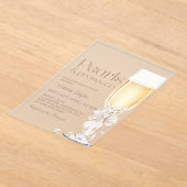 パールスプロセコボウブライダルシャワー アクリル招待状 (レイダウン)