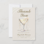 パールスプロセッコアイボリーエレガントブランチブライダルシャワー サンキューカード (正面)