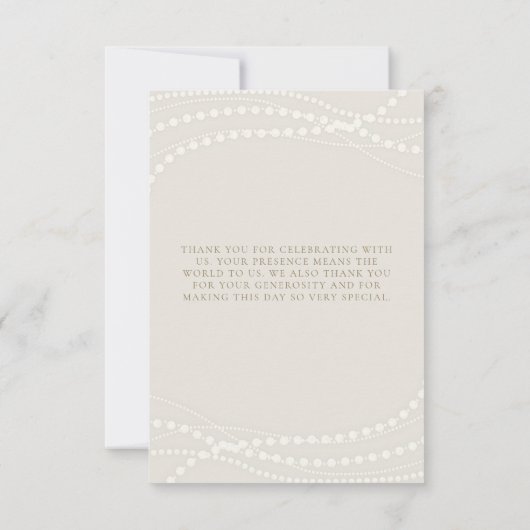 パールスプロセッコアイボリーエレガントブランチブライダルシャワー サンキューカード (裏面)