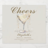 パールスプロセッコアイボリー金ゴールドカクテルブライダルシャワー スパークリングワインラベル (シングルラベル)