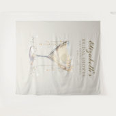 パールスプロセッコアイボリー金ゴールドブライダルシャワー背景 タペストリー (正面(横))