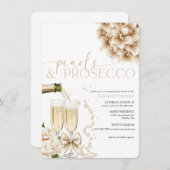 パールスプロセッコエレガントモダンブライダルシャワー 招待状 (正面/裏面)