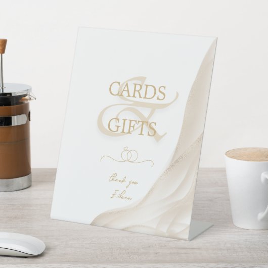 パールスプロセッコカード&ギフトブライダルシャワーカスタム 台座サイン (インサイチュ)