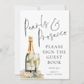 パールスプロセッコゲストブックブライダルシャワーサインカード 招待状 (正面)