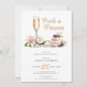 パールスプロセッコピンクケーキブライダルシャワーブランチ 招待状 (正面)