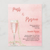 パールスプロセッコピンクブライダルシャワー招待 (正面)