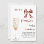 パールスプロセッコピンクボウブライダルシャワー 招待状 (正面)