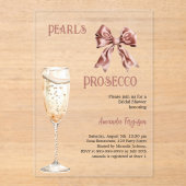 パールスプロセッコピンクボウブライダルシャワー 澄ん アクリル招待状 (正面)