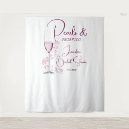 パールスプロセッコピンクモダンブライダルシャワー背景 タペストリー