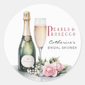 パールスプロセッコフローラエレガントブライダルシャワー ラウンドシール (正面)