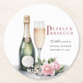 パールスプロセッコフローラエレガントブライダルシャワー ラウンドペーパーコースター (正面)