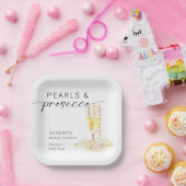 パールスプロセッコブライダルシャワーカスタムミニマル ペーパープレート (パーティー)