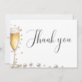 パールスプロセッコブライダルシャワーサンキューカード 案内状 (正面)