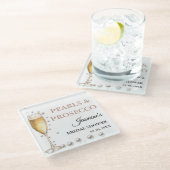 パールスプロセッコブライダルシャワーパーティー ガラスコースター (アングル)