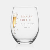 パールスプロセッコブライダルシャワーパーティー ステムなしワイングラス (裏面)