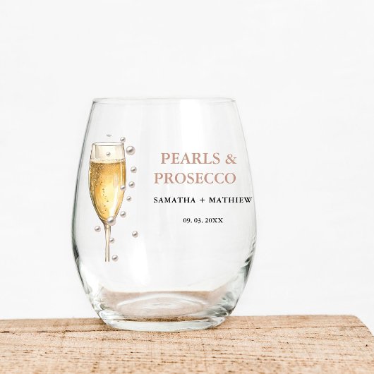 パールスプロセッコブライダルシャワーパーティー ステムなしワイングラス