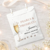 パールスプロセッコブライダルシャワーパーティー フェイバーバッグ (クリップ留めされた状態)