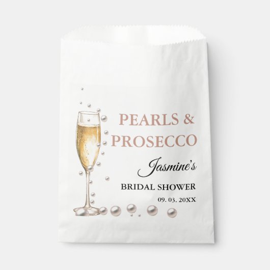 パールスプロセッコブライダルシャワーパーティー フェイバーバッグ (正面)