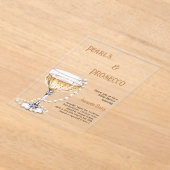 パールスプロセッコブライダルシャワー 澄ん アクリル招待状 (レイダウン)