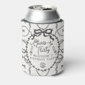 パールスプロセッコブラックコケットボウ誕生日の好意 缶クーラー (缶裏面)