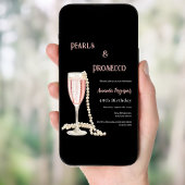 パールスプロセッコブラックピンクの誕生日 招待状