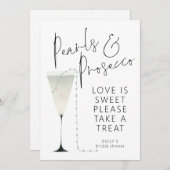 パールスプロセッコラブズスウィートブライダルシャワーカード 招待状 (正面/裏面)