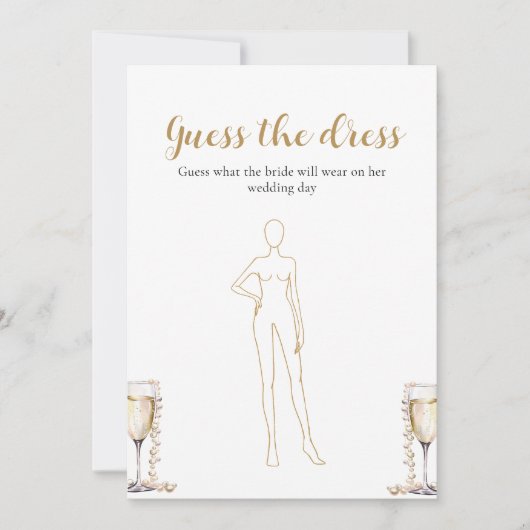 パールスプロセッコ推測ドレスブライダルシャワーゲーム 招待状 (正面)