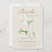 パールスプロセッコ花びらアイボリーエレガントブライダルシャワー 招待状 (正面)